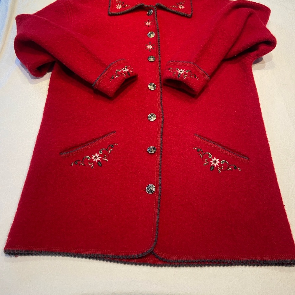 Red Embroidered Button-Up Cardigan - Picture 10 of 12